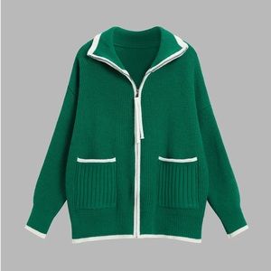 Commense Weekend Loaf Zip Collard Cardigan